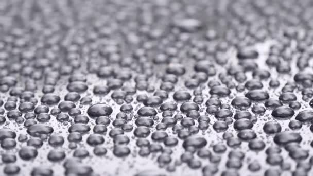 Water Drops Gray Background Close Water Droplets Background Beautiful Condensed — Stock Video