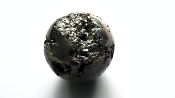 Belle Boule Fer Rotation Naturelle Pyrite Tourne Autour Elle Même — Video