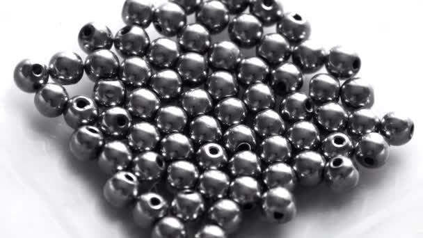 Natural Hematite Stone Hematite Beads Rotate Spin Clockwise Mirror Stones — Stock Video
