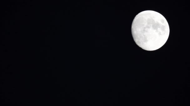 Lua Cheia Céu Move Através Horizonte Lua Perto Crateras Lua — Vídeo de Stock