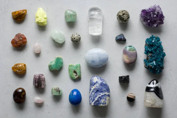 Bella Collezione Multicolore Brillante Pietre Naturali Minerali Provenienti Tutto Mondo — Foto Stock