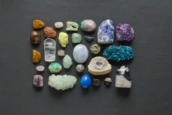 Hermosa Colección Multicolor Brillante Piedras Naturales Minerales Todo Mundo Encuentra — Foto de Stock