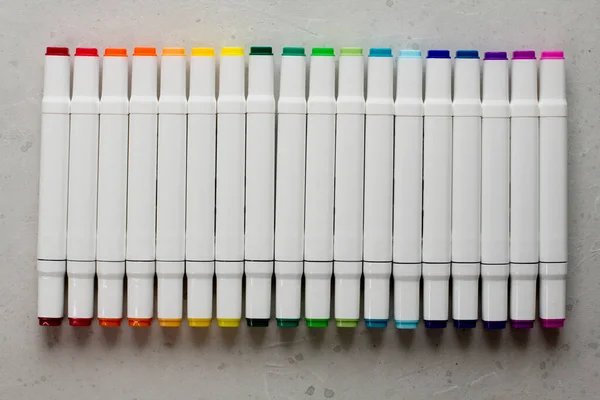 Set Bright Multi Colored Felt Tip Pens Markers Designation Numbers — Stock Photo, Image