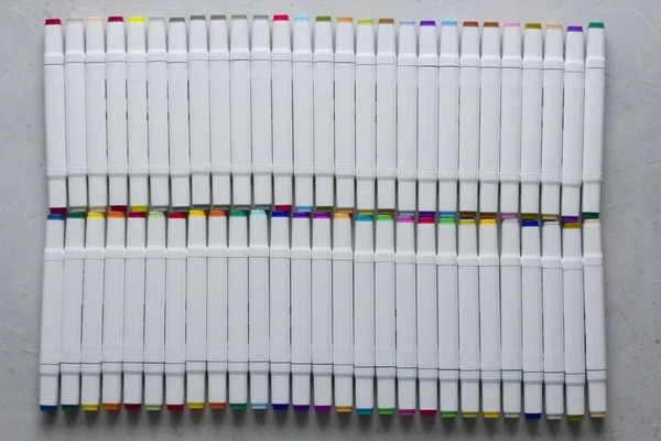 Set Bright Multi Colored Felt Tip Pens Markers Designation Numbers — Stock Photo, Image