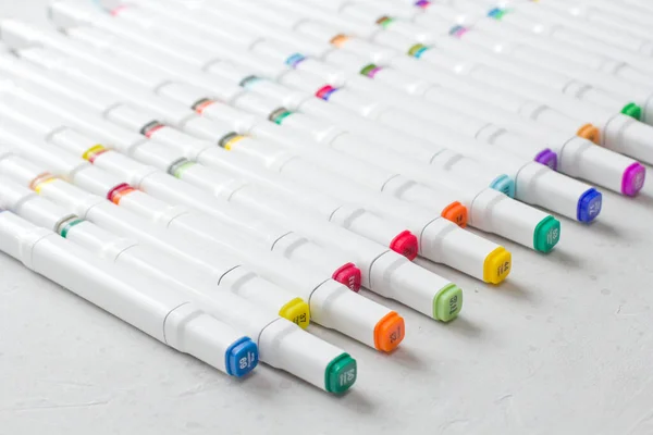 Set Heldere Multi Gekleurde Viltstiften Markers Met Aanwijzingsnummers Naam Van — Stockfoto