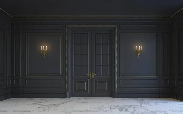 Un interior clásico está en tonos oscuros. renderizado 3d . — Foto de Stock