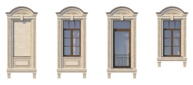 Windows klasik tarzı taş çerçeveleme. 3D render.