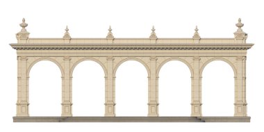 klasik tarzda iyonik pilasterleri ile arcade. 3D render