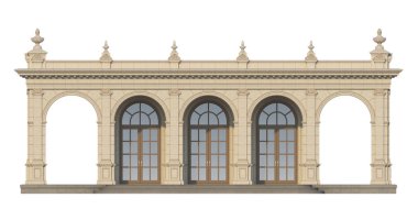 klasik tarzda iyonik pilasterleri ile arcade. 3D render