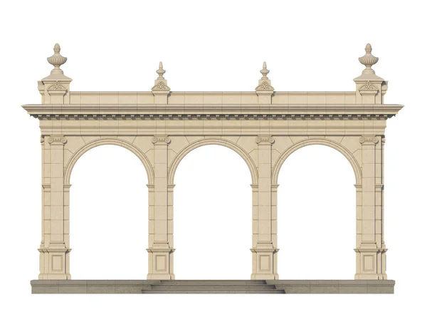 Arcade con pilastras iónicas en estilo clásico. 3d renderizar —  Fotos de Stock