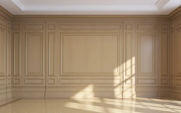 Un interior clásico con paneles de madera. renderizado 3d . —  Fotos de Stock