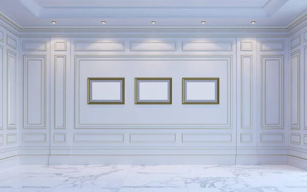 Um interior clássico está em tons claros. Renderização 3d . — Fotografia de Stock