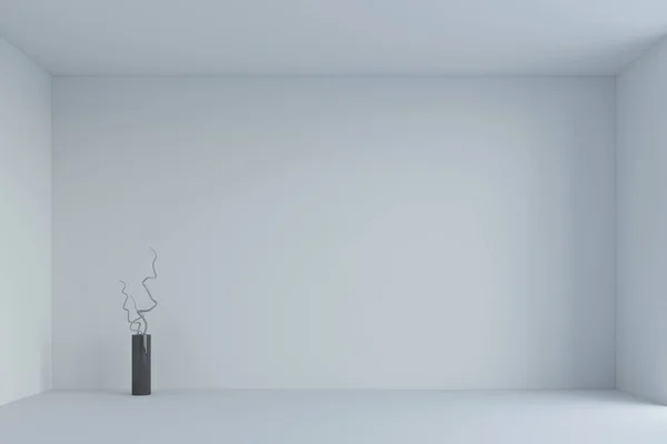 Chambre minimaliste blanche vide et vase avec branches. 3d rendu — Photo