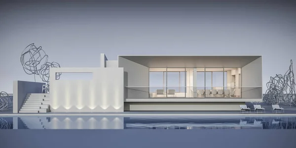 Casa in stile minimalista. Showroom. rendering 3d . — Foto Stock