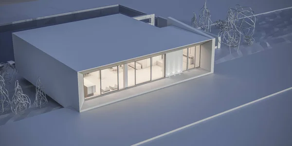 House in a minimalist style. Showroom. 3d rendering.