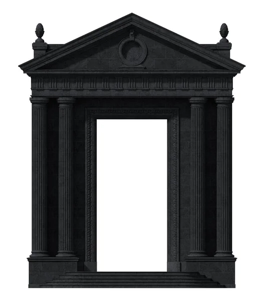 Black Portico White Background Architectural Elements Classic Building Facade Rendering — Stock Photo, Image