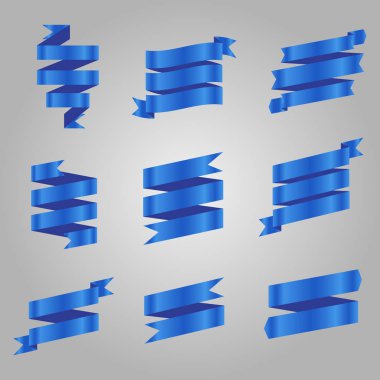 mavi kurdele afiş simge kümesi