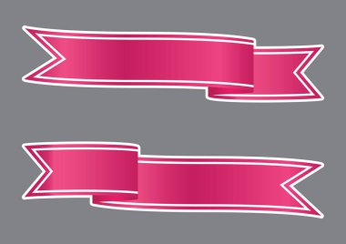 Beyaz çizgili kırmızı kurdele pankart simgesi,