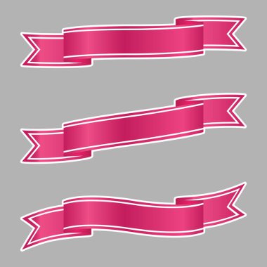 Beyaz çizgili kırmızı kurdele pankart simgesi,