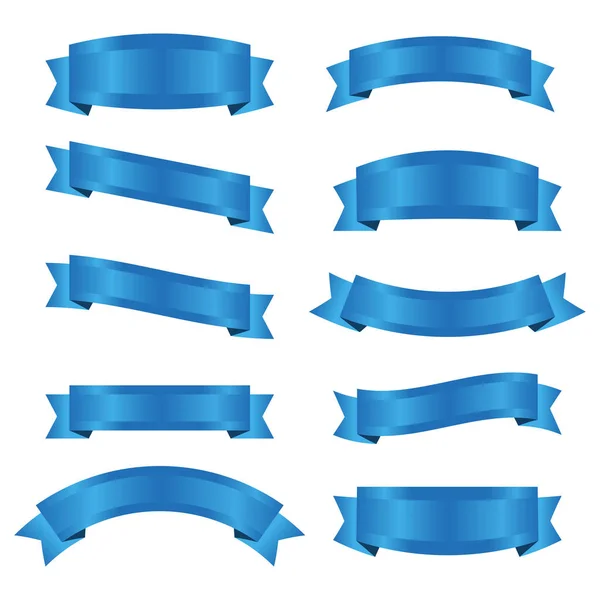 Conjunto de ícone de banner fita azul — Vetor de Stock