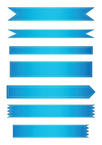 Conjunto de icono de bandera de cinta azul — Archivo Imágenes Vectoriales