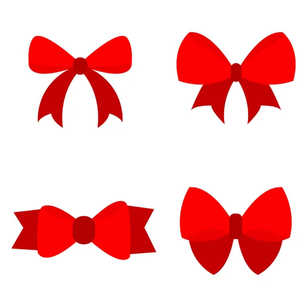 Set of Red bow flat design isolated on white background — ストックベクタ