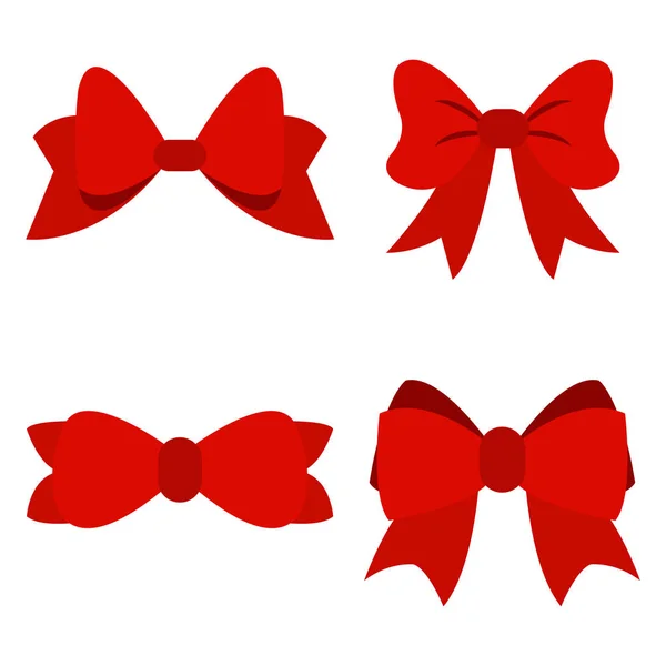 Conjunto de diseño plano arco rojo aislado sobre fondo blanco — Vector de stock