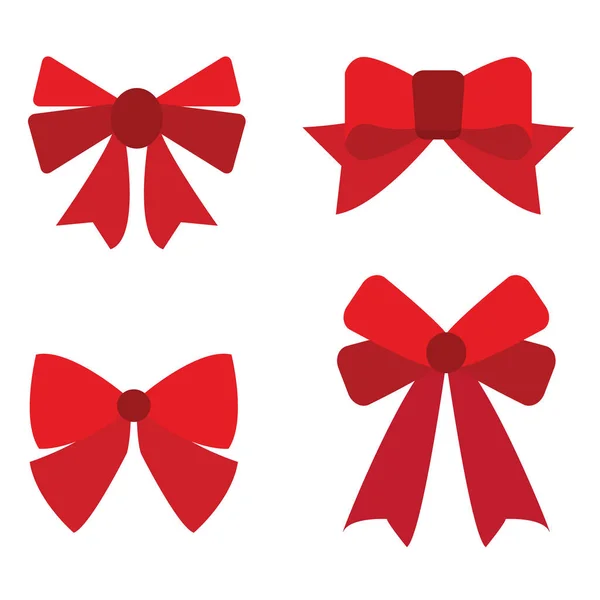 Set of Red bow flat design isolated on white background — Stock Vector