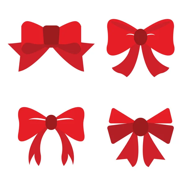 Set of Red bow flat design isolated on white background — Stock Vector