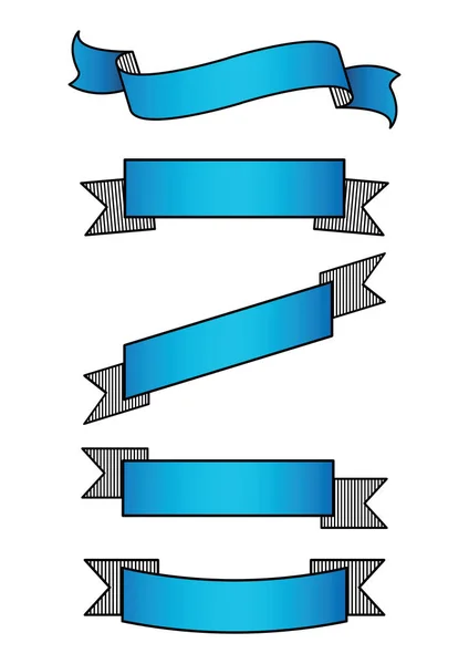 一组蓝色丝带横幅图标 — 图库矢量图片