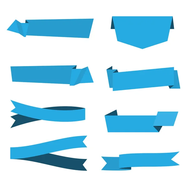 set of blue ribbon banner icon