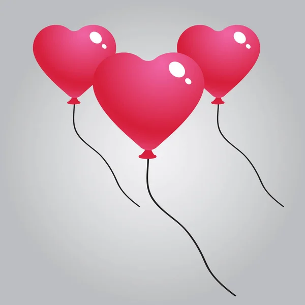 红色的心气球 — 图库矢量图片
