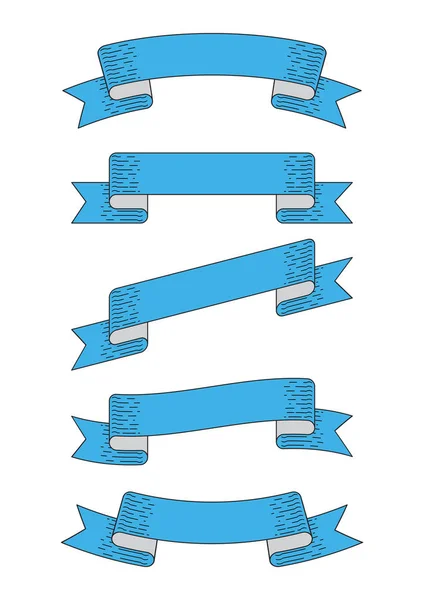 Conjunto de icono de bandera de cinta azul — Archivo Imágenes Vectoriales