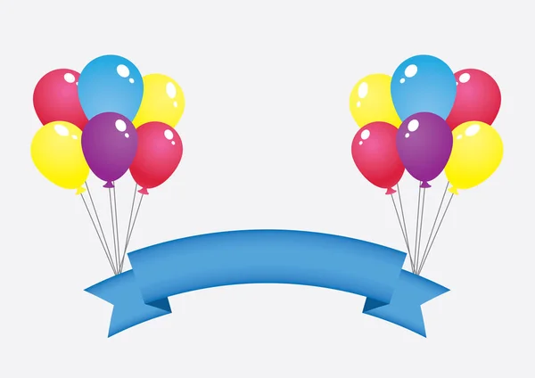 Ballon und Banner, flaches Design — Stockvektor