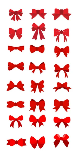 Set of Red bow flat design isolated on white background — ストックベクタ