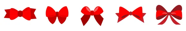 一套白色背景下隔离的红色弓平设计 — 图库矢量图片