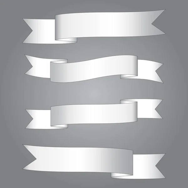 Set of gray ribbon banner icon — ストックベクタ