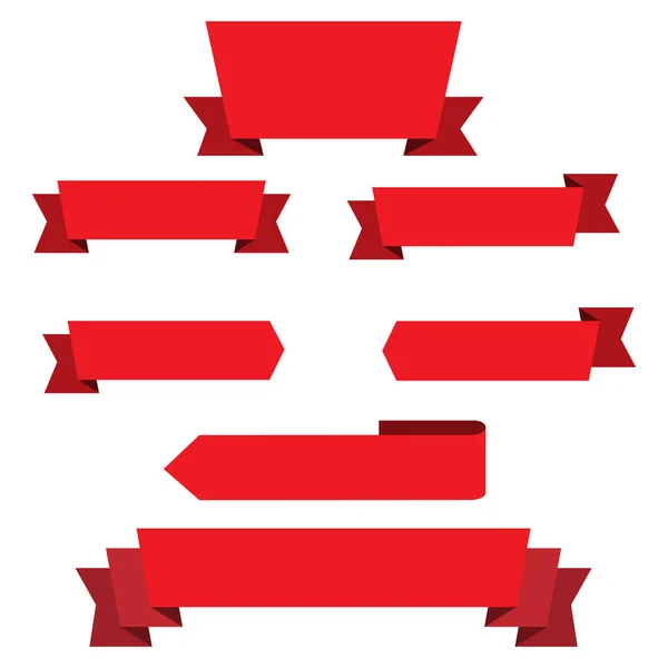 Set di icona banner nastro rosso — Vettoriale Stock