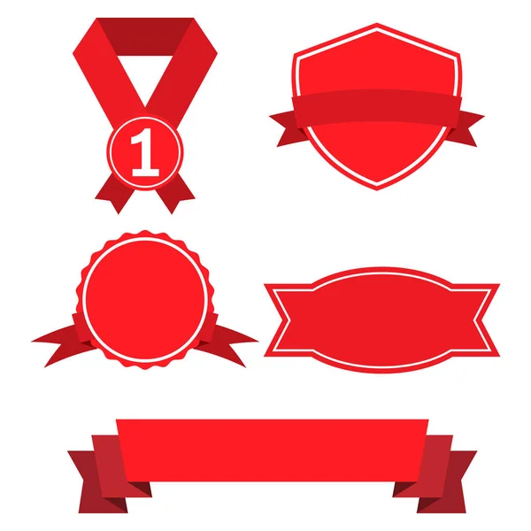 Set di icona banner nastro rosso — Vettoriale Stock
