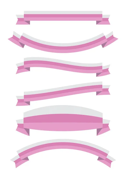 Conjunto de icono de bandera de cinta rosa — Archivo Imágenes Vectoriales