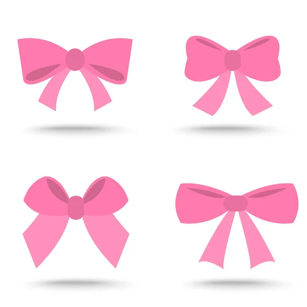 Conjunto de lazo rosa para la celebración de Navidad y cumpleaños , — Archivo Imágenes Vectoriales