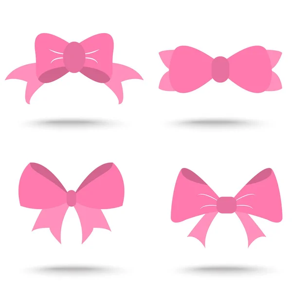 Conjunto de lazo rosa para la celebración de Navidad y cumpleaños , — Vector de stock