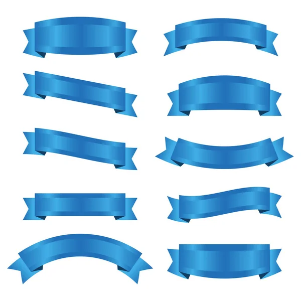 Set of blue ribbon banner icon — Stock Vector