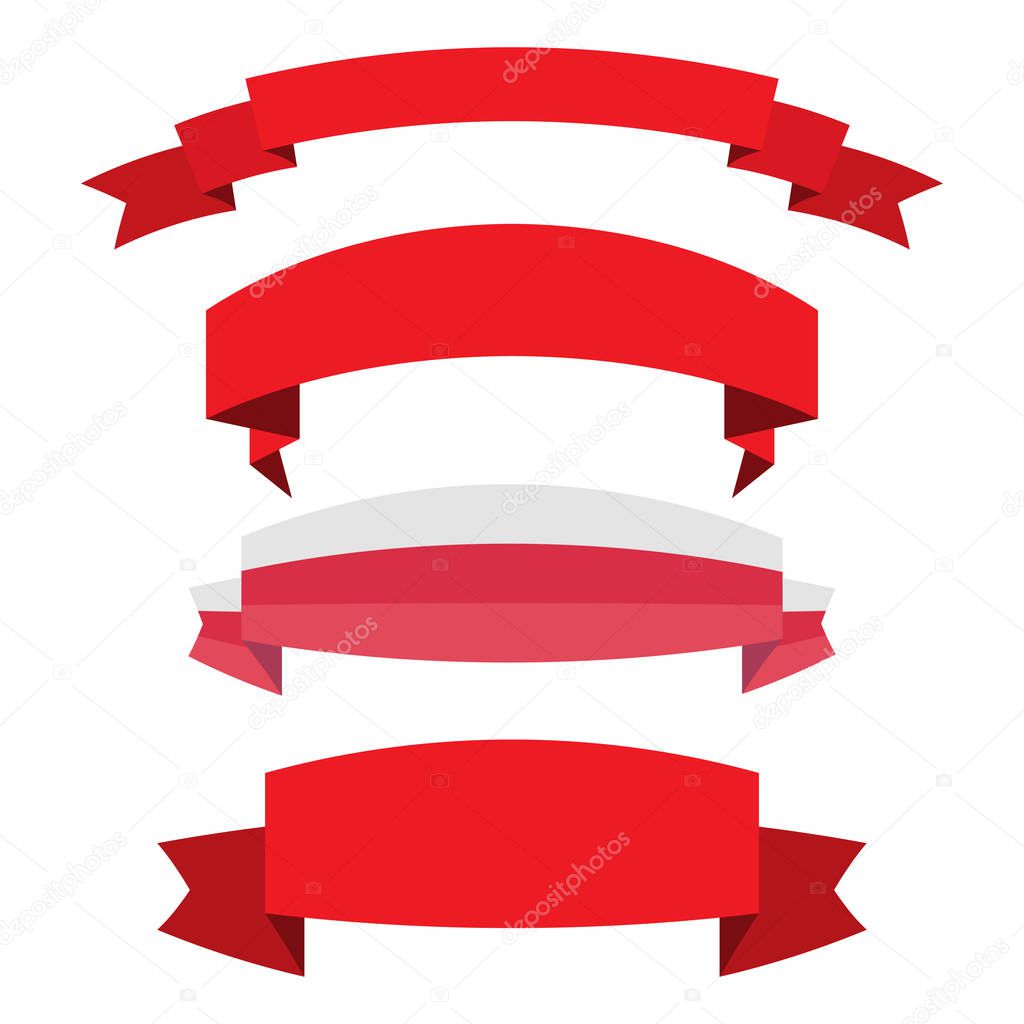 set of red ribbon banner icon