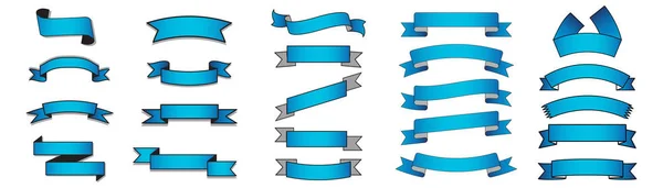 블루 리본 배너 아이콘의 집합 — 스톡 벡터
