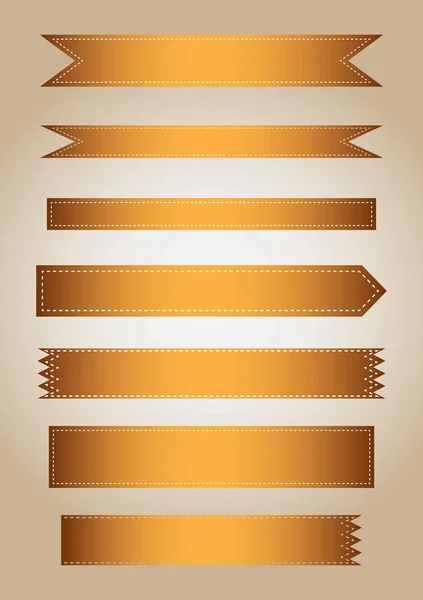 Conjunto de icono de bandera de cinta dorada , — Archivo Imágenes Vectoriales