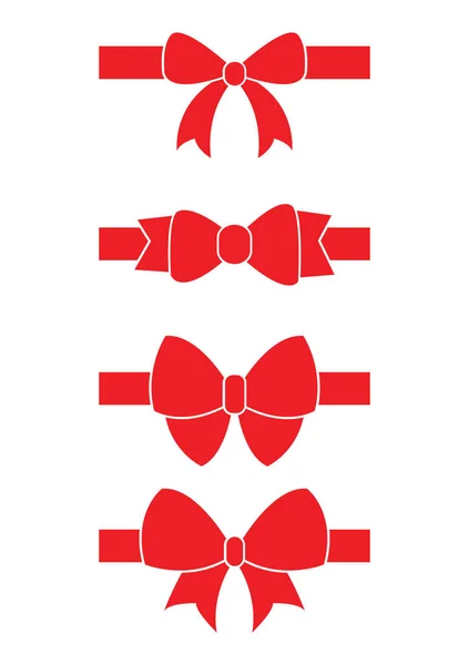 Set von roter Schleife flaches Design isoliert auf weißem Hintergrund — Stockvektor