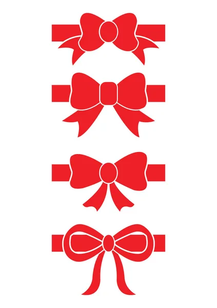 Set of Red bow flat design isolated on white background — ストックベクタ