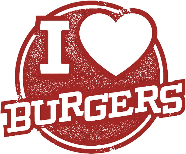 Adoro il timbro degli hamburger. — Vettoriale Stock