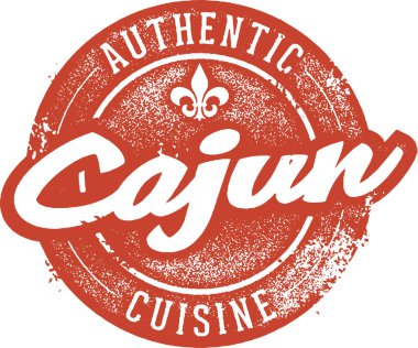 Otantik Cajun yemekleri menüsü damgası